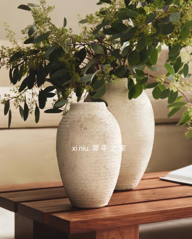 Rhino Home Gray Vintage Coarse Pottery Vase Ornament Wabi-Sabi Style Clay Pot Study Room Decoration Homestay Model Room Rhino Home Gray Vintage Coarse Pottery Vase Ornament Wabi-Sabi Style Clay Pot Study Room Decoration Homestay Model Room