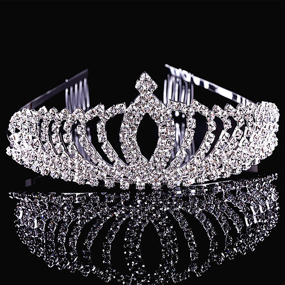 Girls crown tiara crystal children's crown princess birthday Korean catwalk performance little girl hair accessories headband