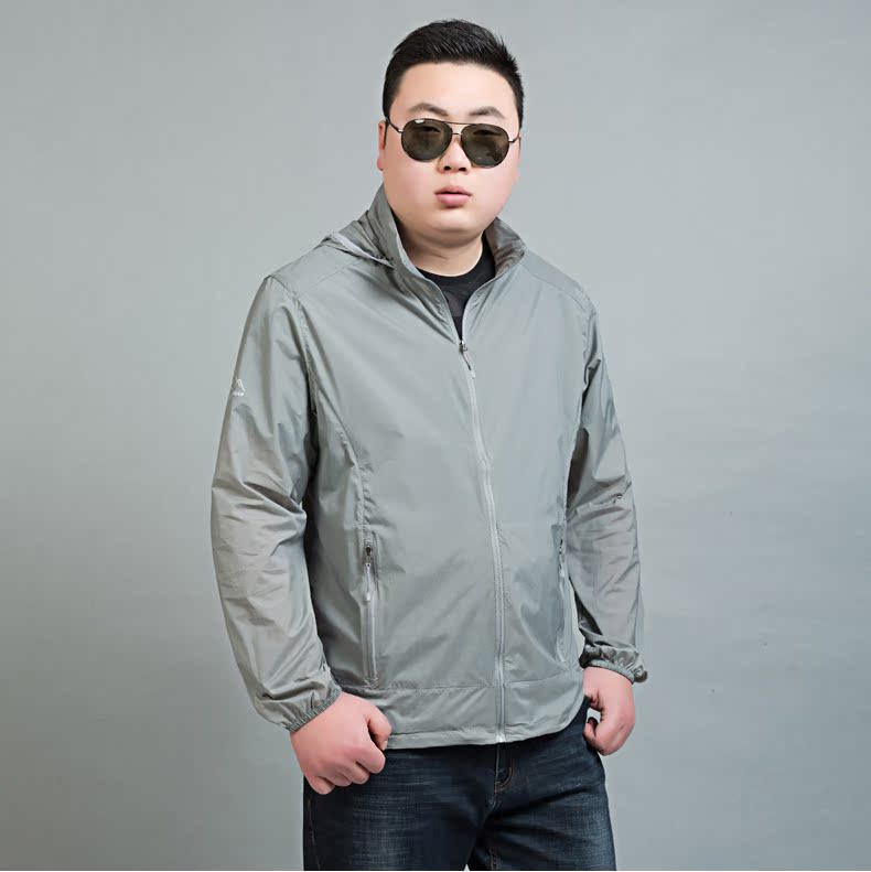 Quần áo chống nắng ngoài trời cho nam mùa hè cộng với phân bón Quần áo da siêu mỏng XL không thấm nước thoáng khí áo gió thể thao áo gió phản quang