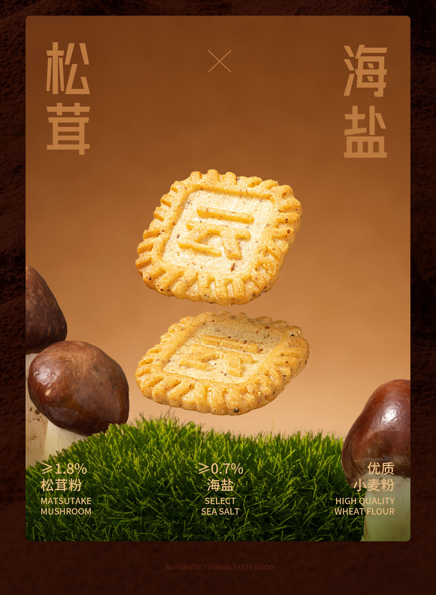 中国直送】潘香記 松茸海塩ビスケット 108g×1箱 - Yami