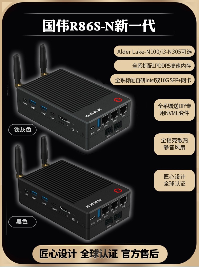 New Guowei R86S-N 12Th Generation Intel N100 N305 10g Dual 10Gbps 2.5g Mini Host