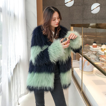  2021 autumn and winter new net red raccoon hair woven fur coat womens medium and long fox hair winter fashion coat