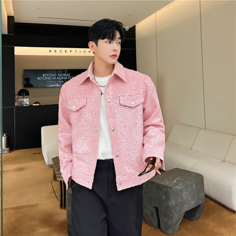 Trendy and Stylish Short Sequin Jacket in Pink for Men and Women, Popular on Social Media, Spring Street Fashion Coat