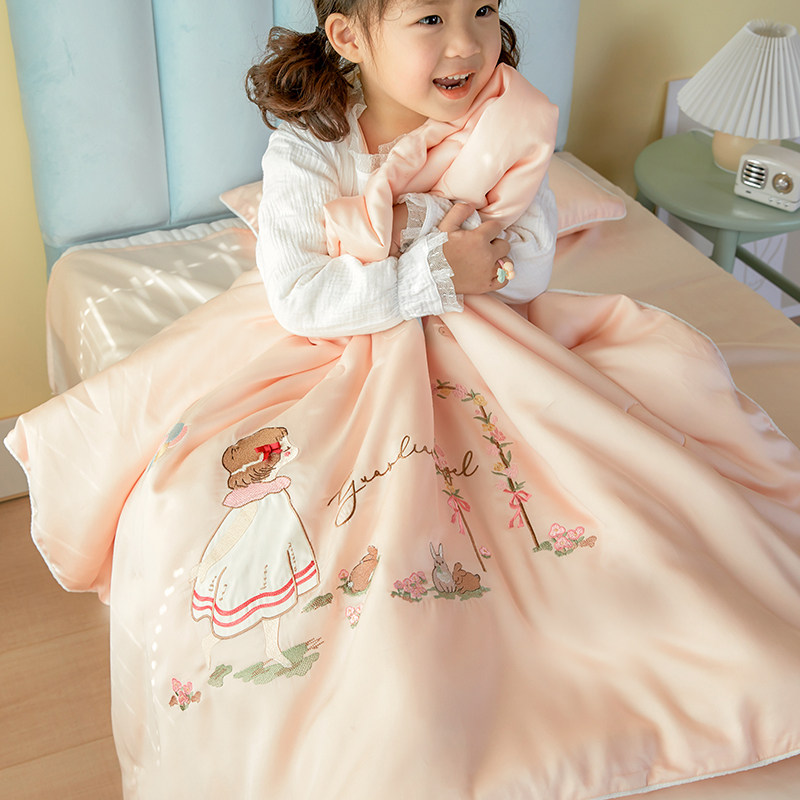 Class a baby room 60pcs Tencel duvet cover single set summer baby kindergarten ice silk quilt cover single piece 120x150