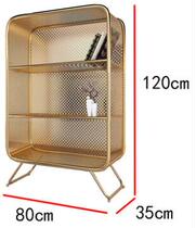 Nordic retro small bookcase golden wrought iron storage rack floor-to-ceiling multi-layer storage bookshelf shoe bag display rack display rack
