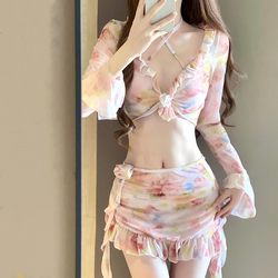 Swimsuit for women summer 2023 new style high-end split bikini sexy small suspender cover belly slimming hot spring swimsuit