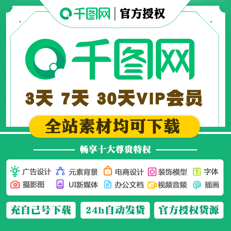 Qiantu network vip members full site material download office V.ip element background ppt template video audio day