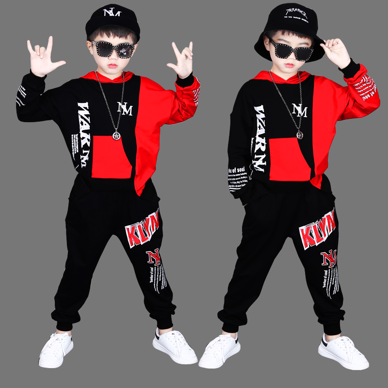 8 Xuân Thu 9 mùa xuân dress Big Boy 10 Guard 11 Set 2020 mới 12 trai Handsome Hip-Hop Hip-Hop Hip-Hop Kids 15 tuổi.