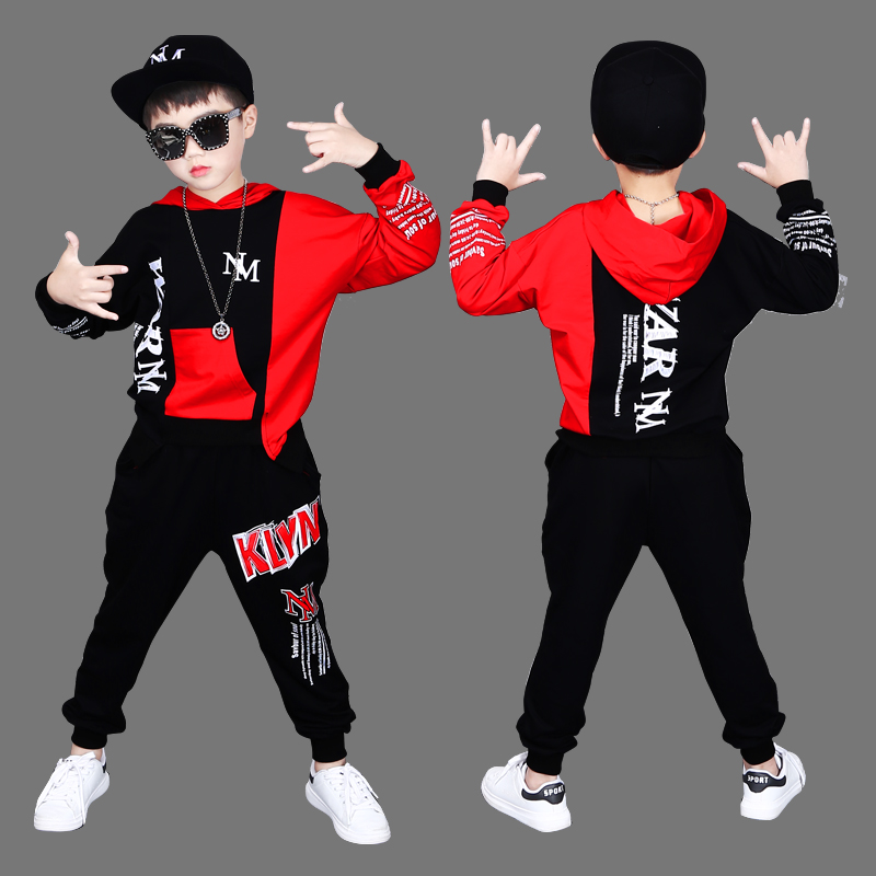 8 Xuân Thu 9 mùa xuân dress Big Boy 10 Guard 11 Set 2020 mới 12 trai Handsome Hip-Hop Hip-Hop Hip-Hop Kids 15 tuổi.