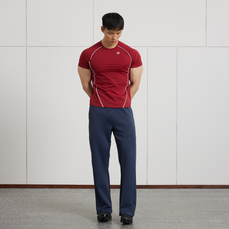 Afterglow Trimmed Webbing Fitness Bodysuit, Summer Slimming Sports Elastic Fabric, Breathable Men's Short Sleeves Afterglow Trimmed Webbing Fitness Bodysuit, Summer Slimming Sports Elastic Fabric, Breathable Men's Short Sleeves