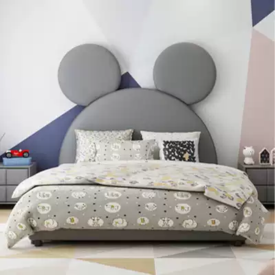 Light luxury children's bed Fabric bed 1 5 meters Nordic simple male and female children's single bed 1 2 meters children's room creative soft bed