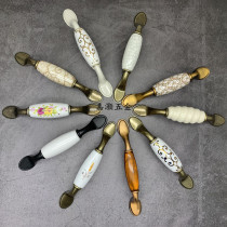 Fine Yellow Green Bronze Gold Thread Ivory White Coffee Ancient Rich Flowers Cherry Blossom Ceramic Drawer Handle Black And White Cabinet Door Handle