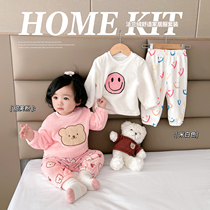 Chen Tai Pig L Mother Woman Baby Basic Home Conserved 2021 Winter New Childrens Arctic Suede Warm Pyjamas Suit