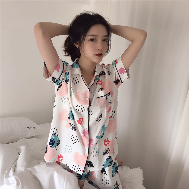 [KN 2019 phụ nữ mùa hè mới] Bộ đồ ngủ đặt dịch vụ tại nhà phiên bản tiếng Hàn đơn giản, thoải mái và thoải mái và thiết thực - Nam giới đồ pijama nam