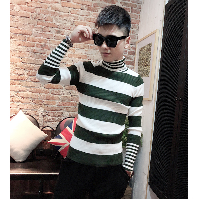 Net-red homo-style sweatshirt spirit small group nightclub sashimi with undershirt Korean version personality streaks with high collar sweater