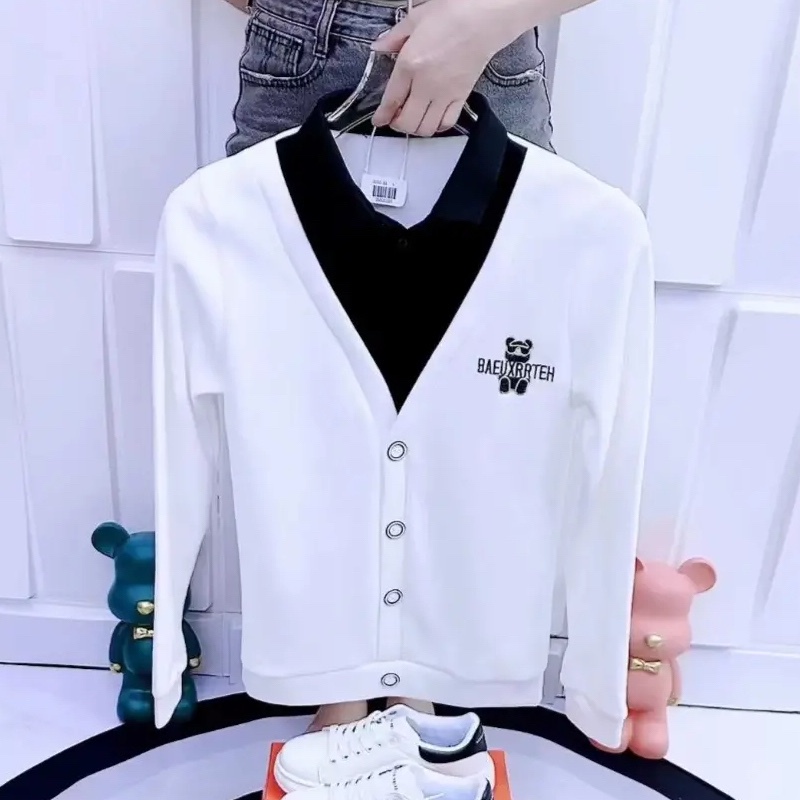 Fake Two-Piece Turn-Down Collar Sweater for Men, Trendy High Street Style, Spring and Autumn Lazy Couple Knitwear, Korean Version Slim Fit Stylish Top Fake Two-Piece Turn-Down Collar Sweater for Men, Trendy High Street Style, Spring and Autumn Lazy Couple Knitwear, Korean Version Slim Fit Stylish Top