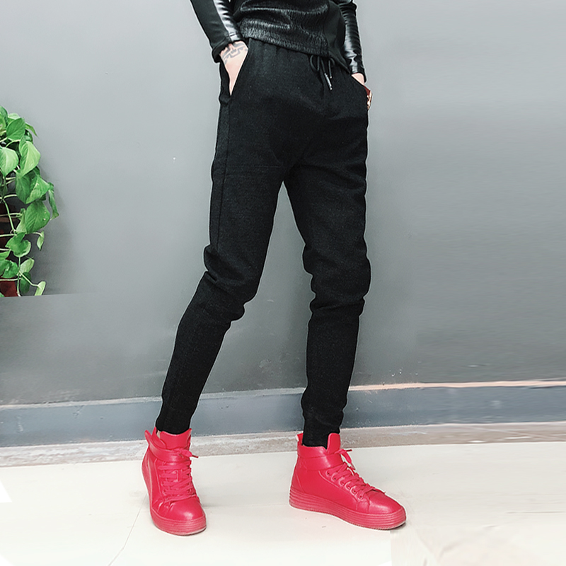 Spirit small guys pants fit male elastic small foot trend Youth Korean version straight tube pants youth Slim Fit Men Long Pants