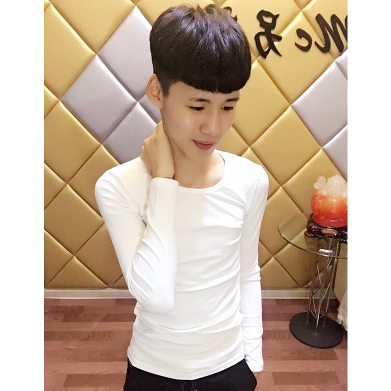 Fast hand Red People alternative Peng Long sleeves T-shirt round neckline cotton swarm in pure color Nets mentally small guys night shop men