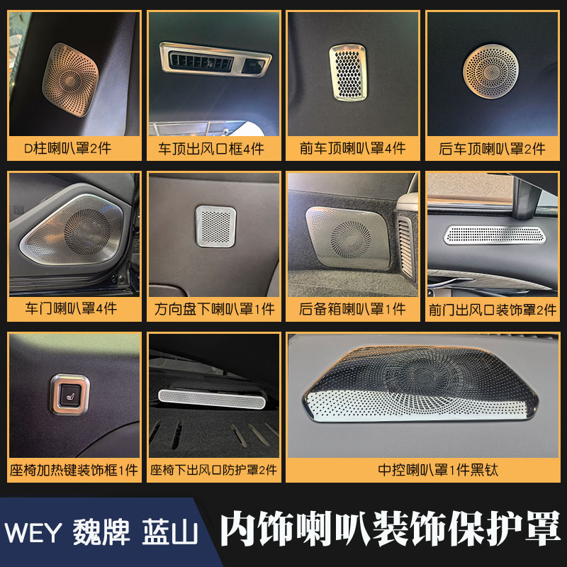 Suitable for Wey Brand Lanshan Seat Air Vent Cover, Car Door Speaker Cover, Audio Protection Decorative Cover, Hollow Protective Decoration