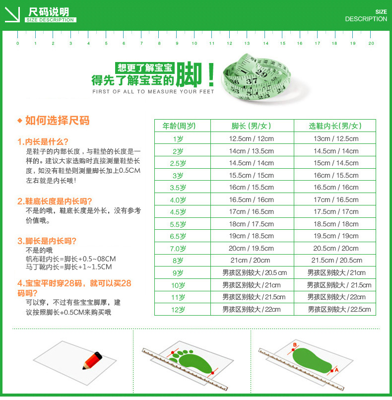 最终尺码表