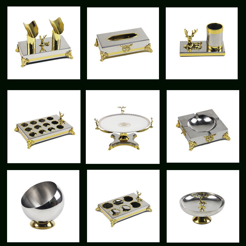 Ktv stainless steel table supplies nightclub box dedicated fruit plate shelf microphone shelf ashtray full set