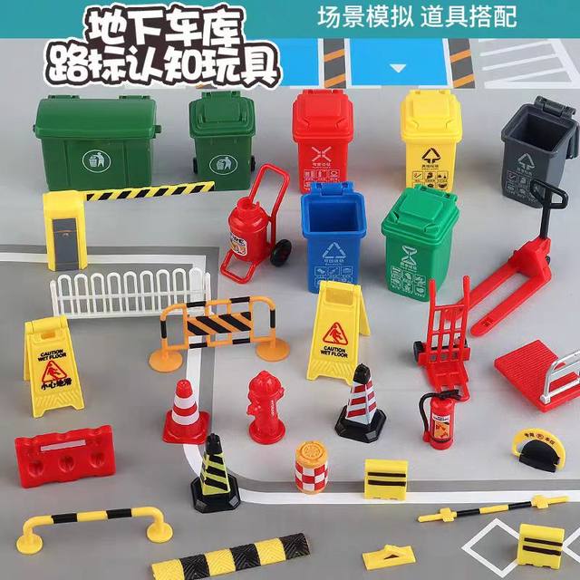 Traffic road sign barricade sand table model