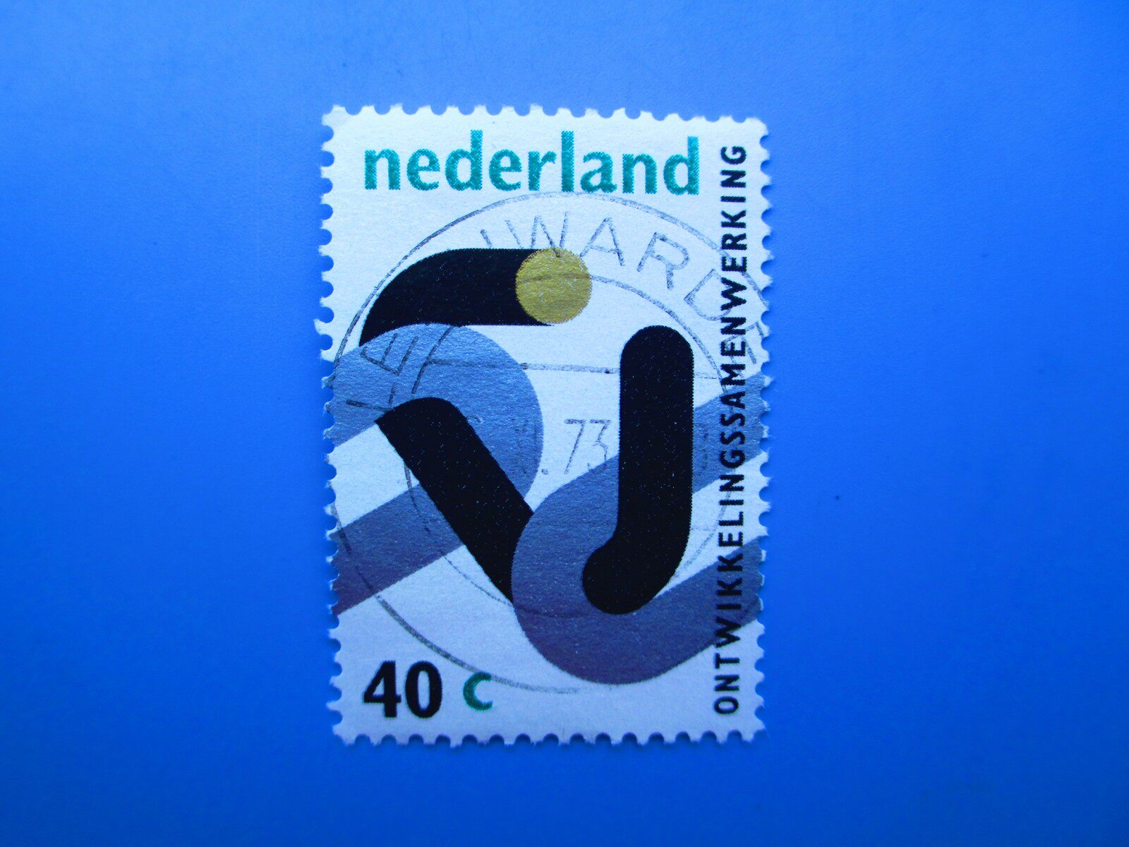 Foreign stamp Dutch in 1973 developed cooperation with pull ring chain credit 1 full