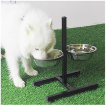 Stainless steel lifting double-use double-bowl pet bowl dog racing dog with dog bowl food basin water bowl height adjustable