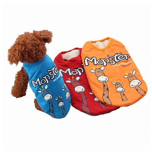 Spot three-deer head pattern double-layer cotton teddy bear small and medium-sized pet dog clothes autumn and winter dog shirt