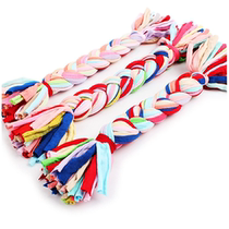 Spot multicolored elastic cloth braid small and medium-sized dog pet dog bite-resistant teeth cleaning rope knot toy 25cm
