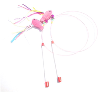 Spot colored mint fish-shaped steel wire cat teasing stick with bells toys flying cat supplies in the air