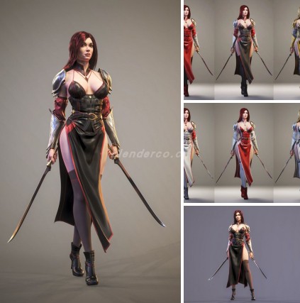 女战士Blender角色模型 低膜