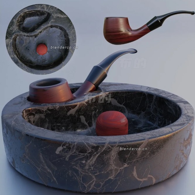 blender吸烟套件模型_blender布的32