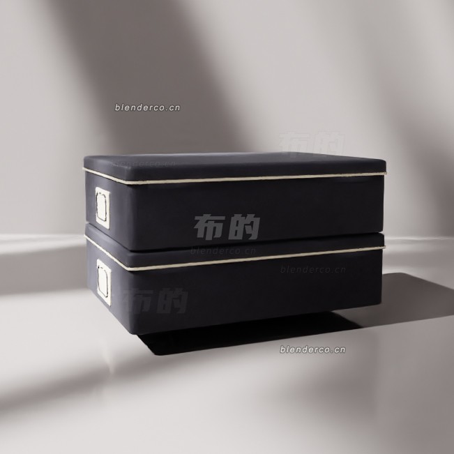 blender黑色金属框储物盒模型_blender布的111