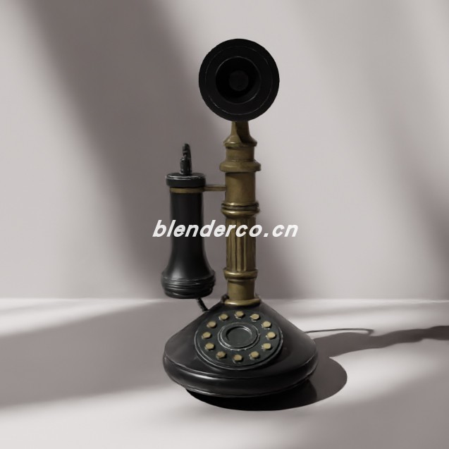 blender古董烛台电话模型_blender布的07