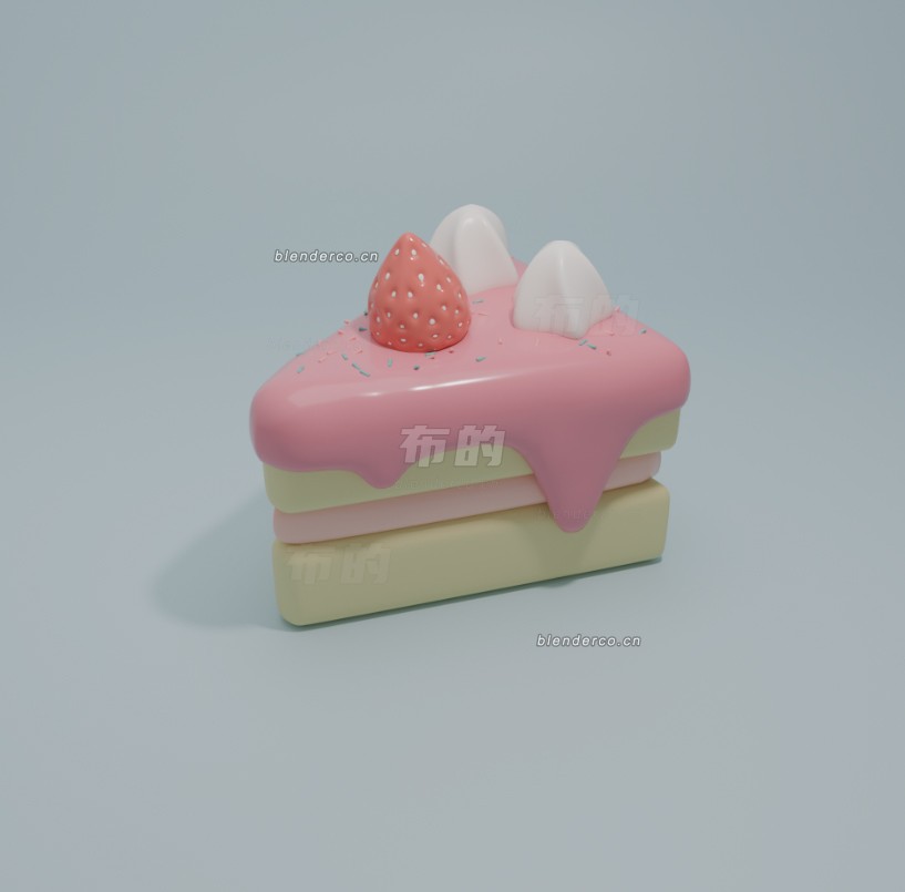 卡通风格草莓奶油蛋糕