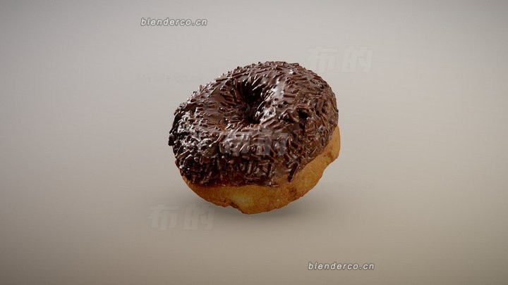 blender巧克力撒花甜甜圈模型_blender布的25