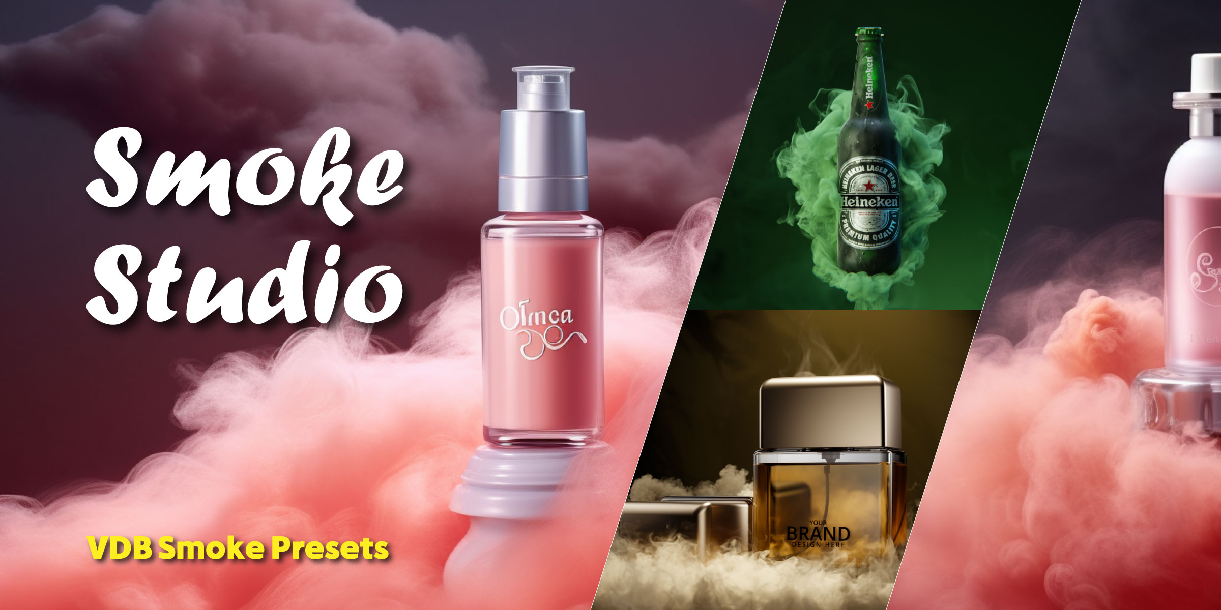 blender插件 Smoke Studio 1.0 静态VDB烟雾模拟电商产品背景场景-cg男孩