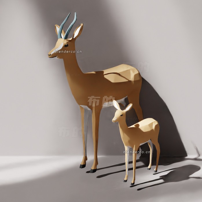 blender低多边形卡通阿拉伯羚羊模型_blender布的11