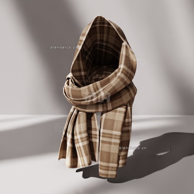 blender米色围巾模型_blender布的47