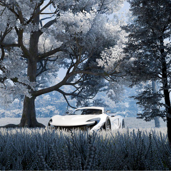 Blender冬日森林赛车场景带动画