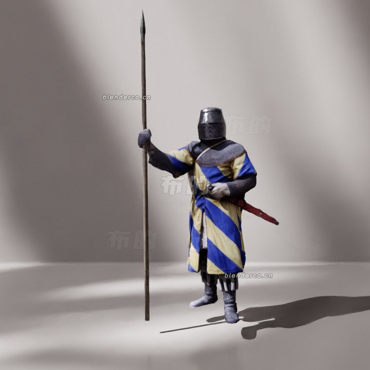 blender中世纪士兵模型_blender布的60