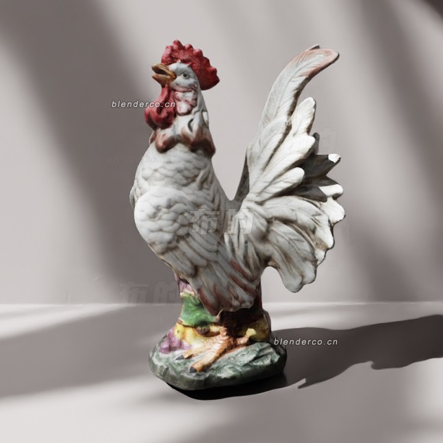 blender装饰陶瓷公鸡雕塑模型_blender布的71