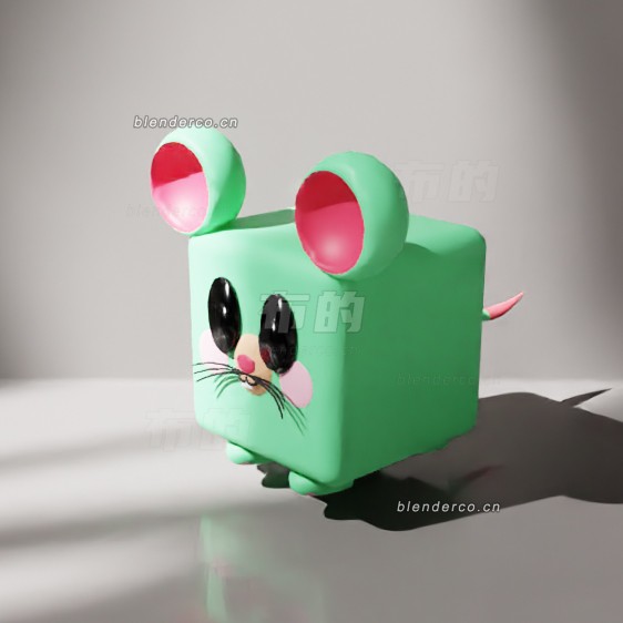 blender绿色老鼠立方体模型_blender布的98