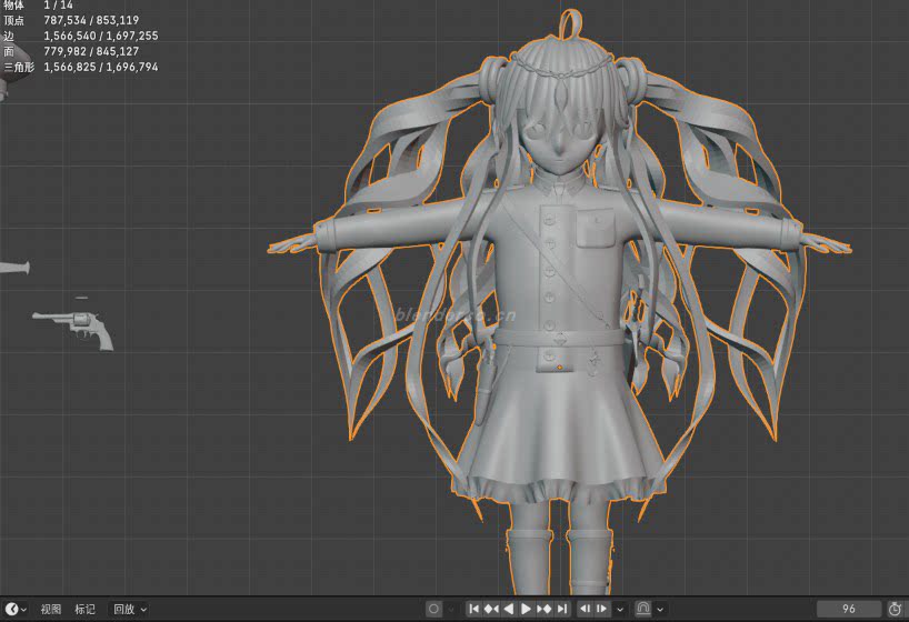 无绑定，除眼睛拥有贴图外其余均为系统材质