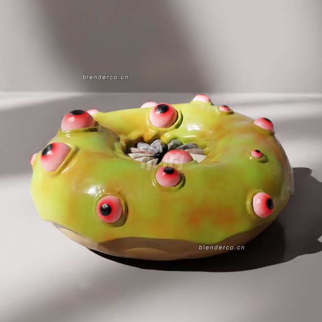 blender黏糊怪甜甜圈带牙齿模型_blender布的73