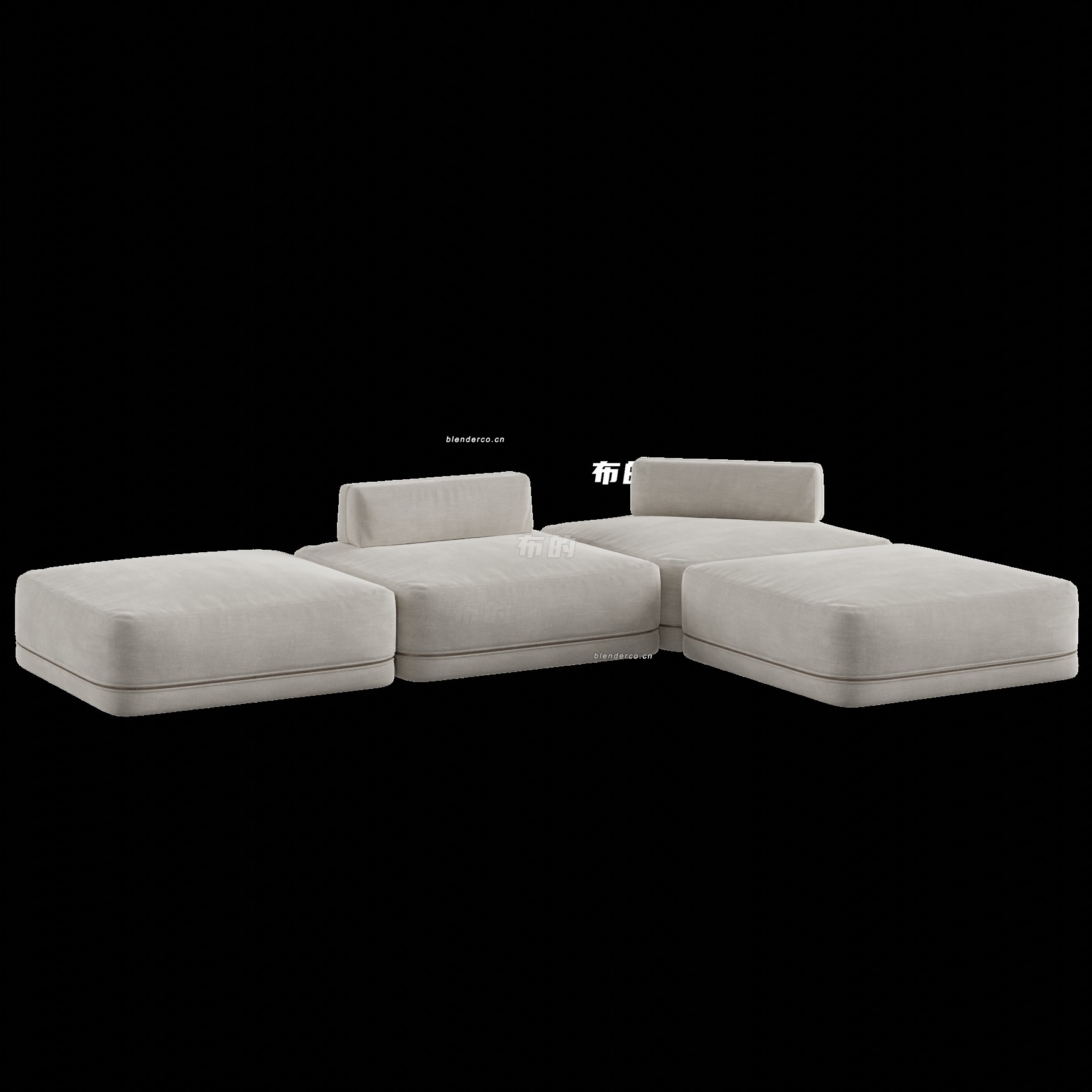 blender白色沙发座椅模型_blender布的144