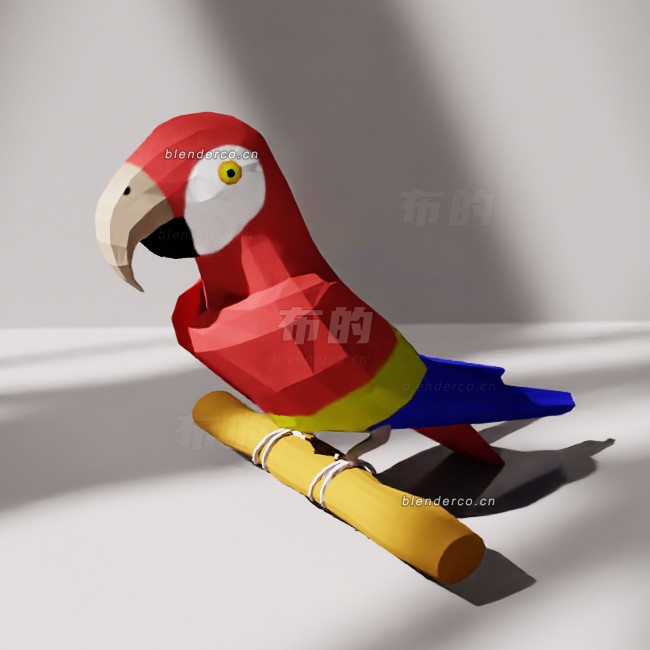 blender低聚金刚鹦鹉模型_blender布的25