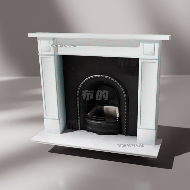 blender古董黑色壁炉模型_blender布的16