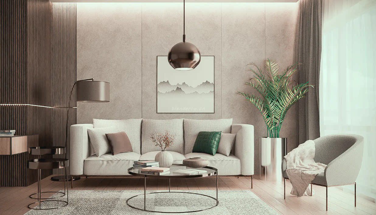 33 – 极简风客厅 Blender 模型